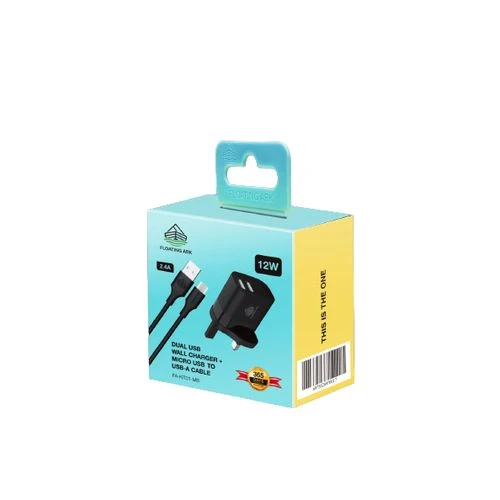 FLOATING ARK 12W DUAL USB WALL CHARGER WITH MICRO USB CABLE